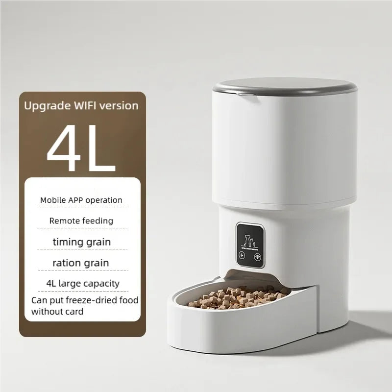 4L Smart Automatic Pet Feeder WiFi Enabled Intelligent Cat Dog Food Dispenser for Cats And Dogs with Button Control
