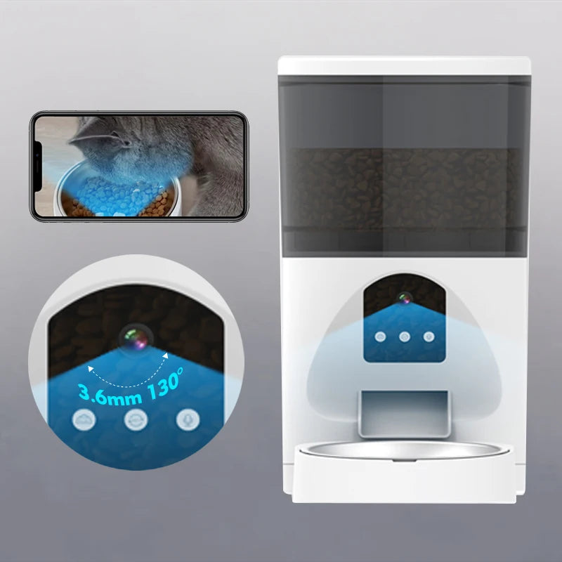 6L Smart Automatic Cat Feeder WiFi Pet Feeder with APP Control for  Feeding  Automatic Cat Food Dispenser Meals for Large Dog