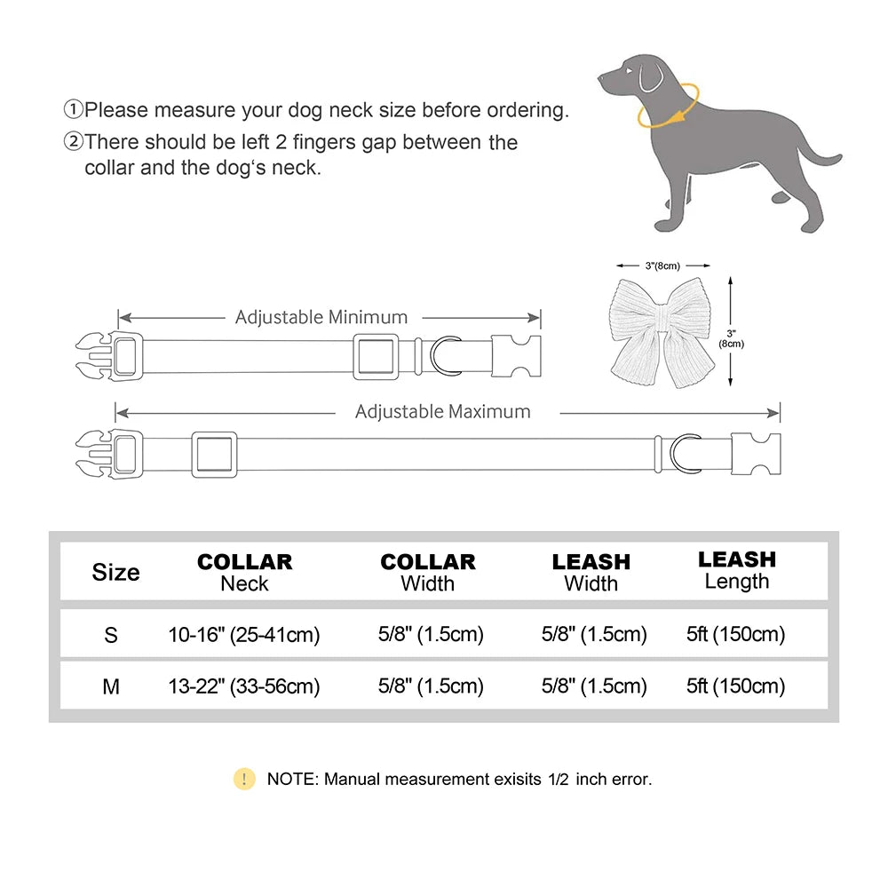 Cute Dog Collar Leash Set With Bowknot Soft Velvet Puppy Dogs Collars Outdoor Pet Walking Lead For Small Medium Dogs Chihuahua