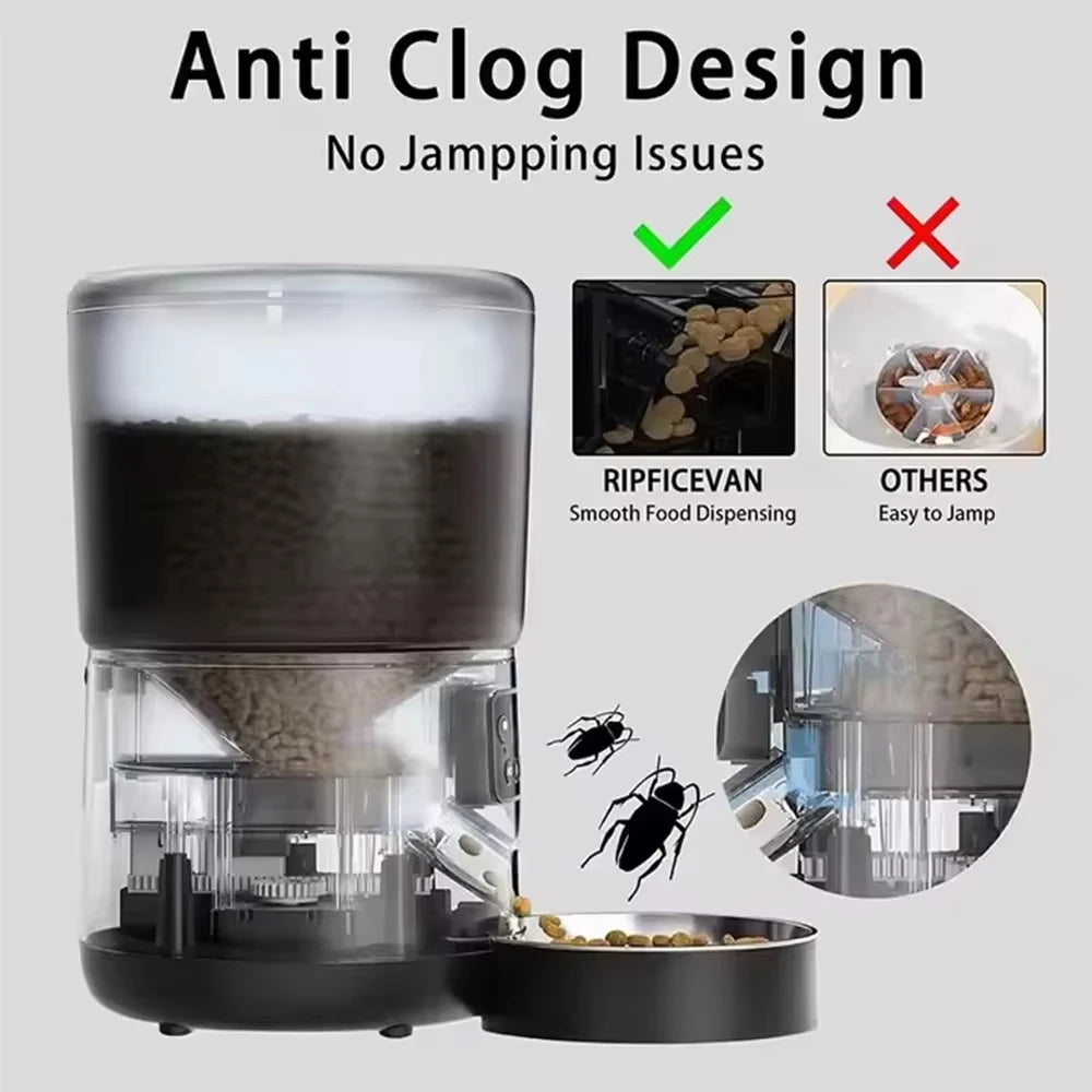 Automatic Pet Feeder 4L Capacity Smart Timer Tuya Control Food Dispenser with Stainless Steel Bowl Dogs Cats Feeding Supplies
